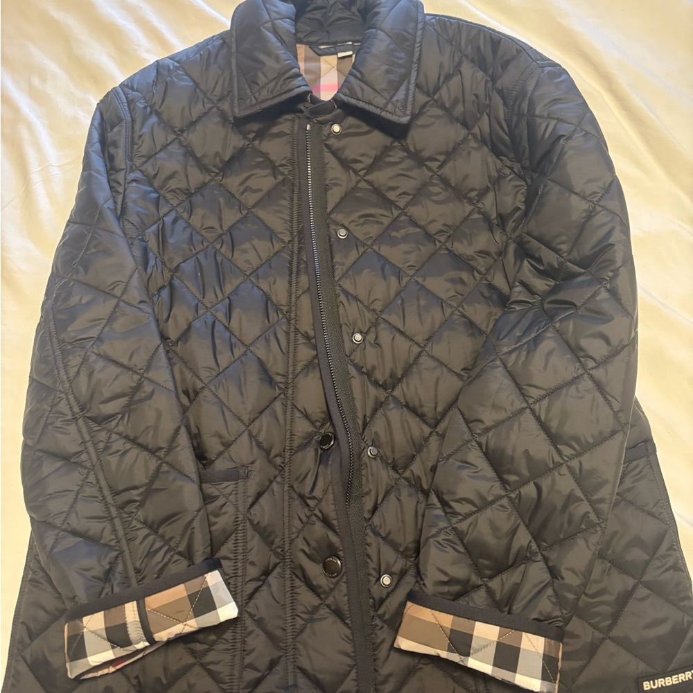 Burberry Beige and Red Quilted Jacket